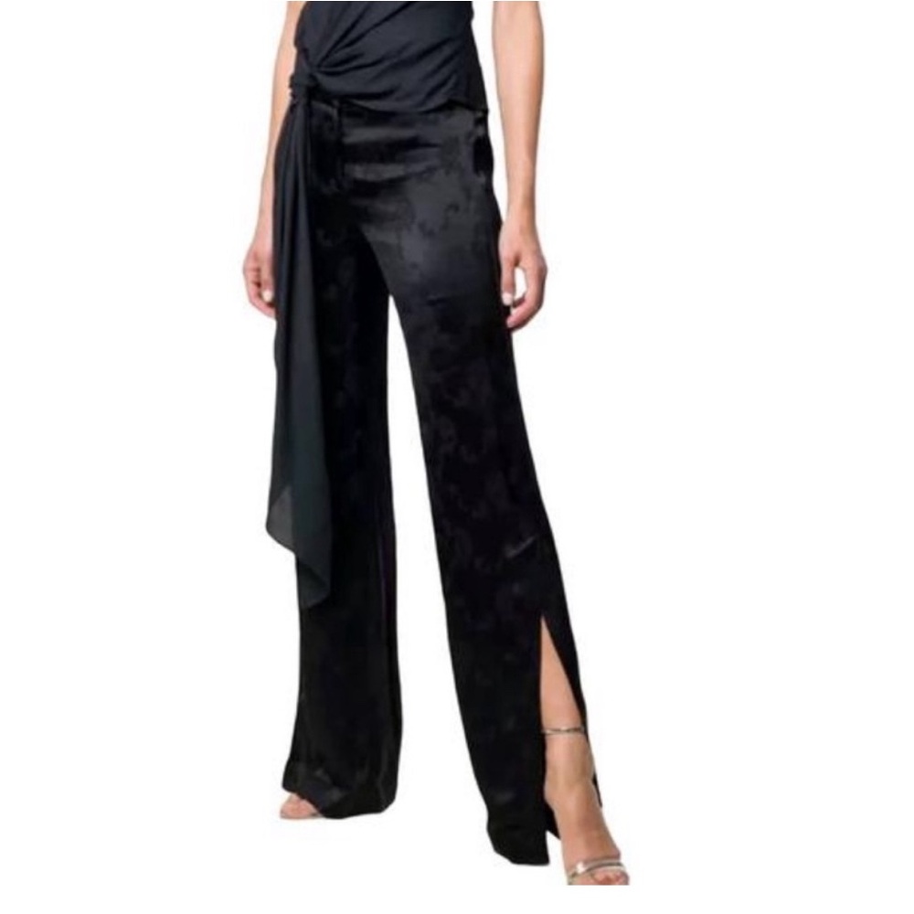 $395 NWT THEORY Size 4 HIGH RISE WIDE SLIT JACQUARD VISCOSE PANTS DEEP NAVY